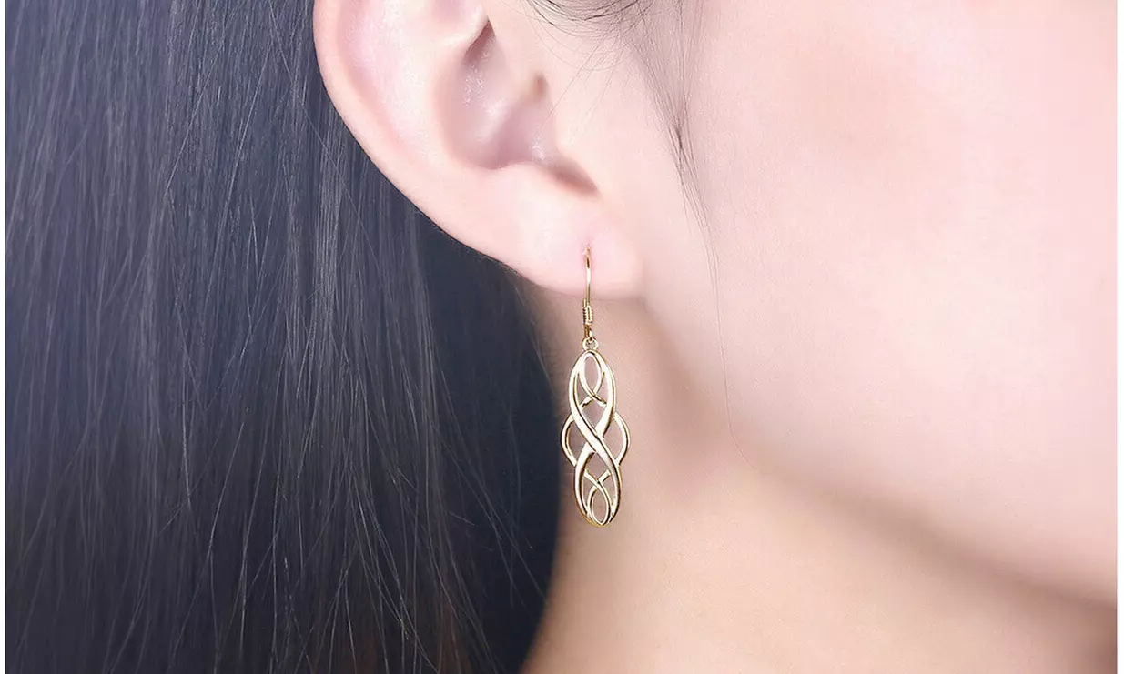 925 Sterling Silver Celtic Knot Infinity Drop Dangle Earrings 