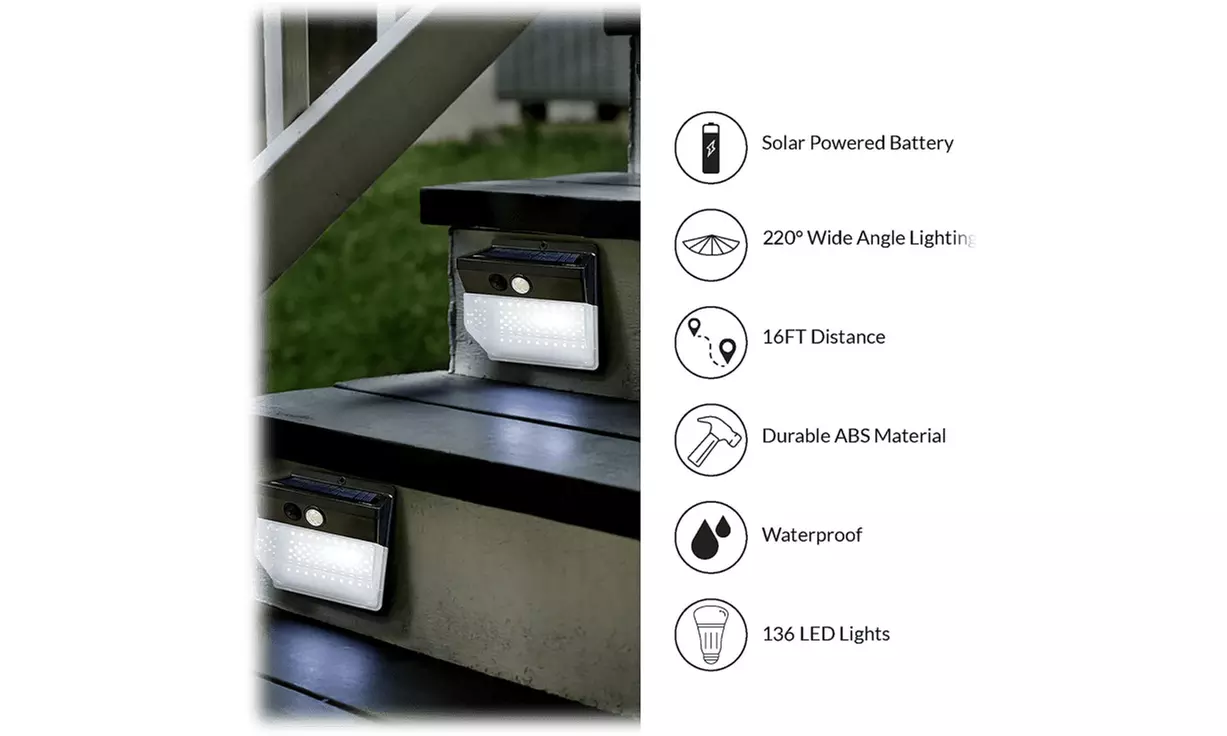 4-Pack: Hakol 136 LED Outdoor Waterproof Motion Sensor Garden Lights - Second Medium