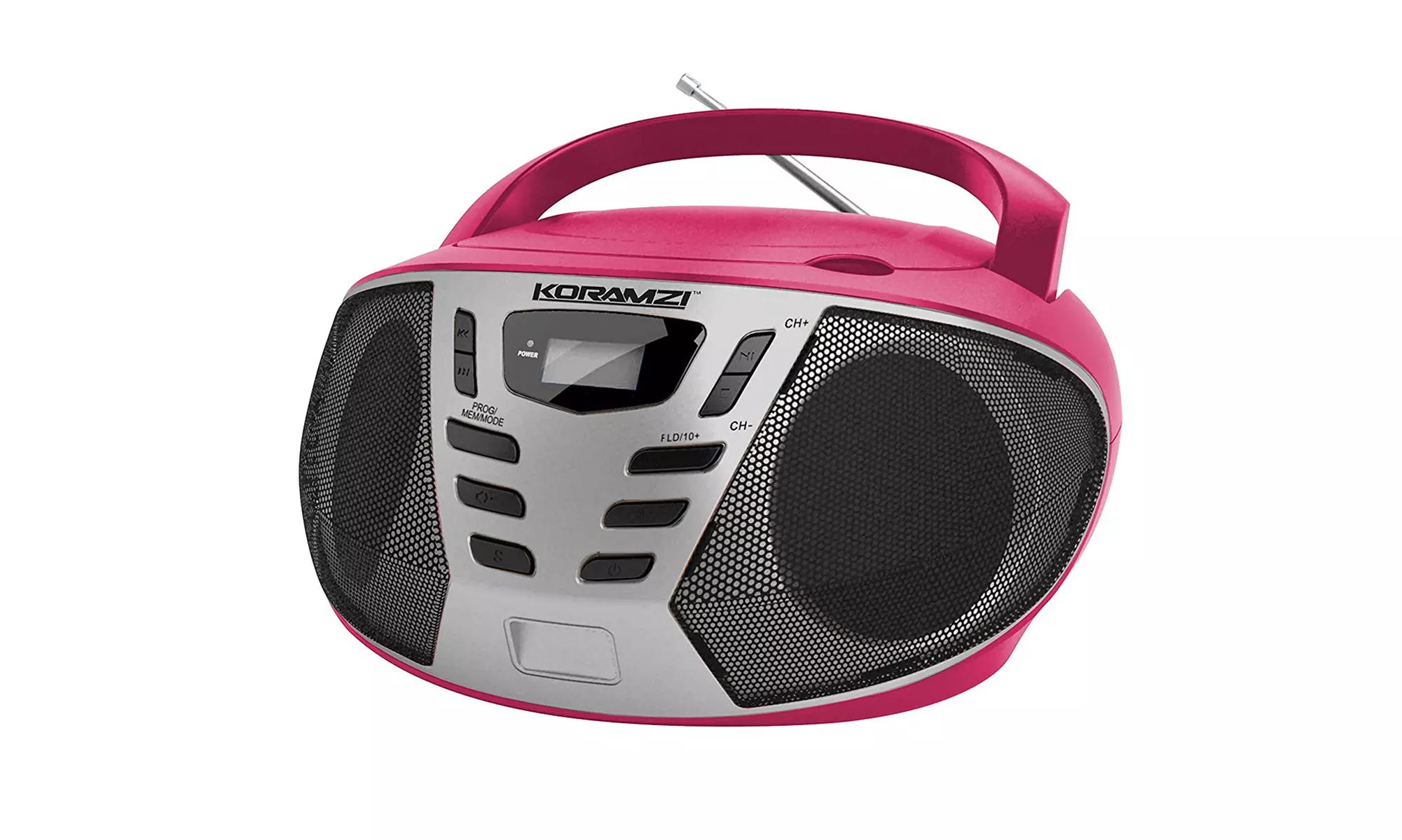 Portable CD Boombox - Top Loading CD Player (Pink/Silver)-Refurbished - Primary Image