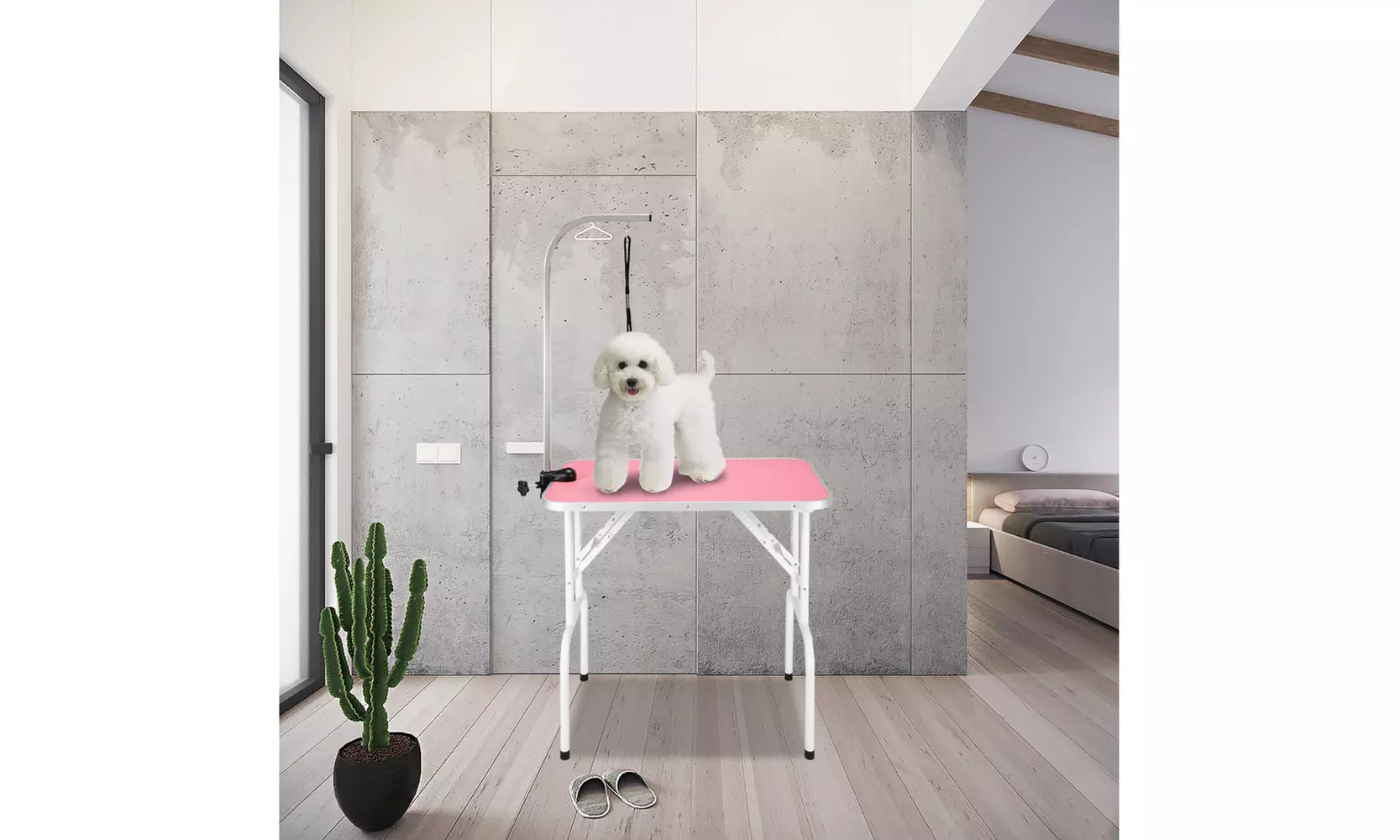 32" Foldable Pet Grooming Table with Adjustable Arm Pink - Primary Image