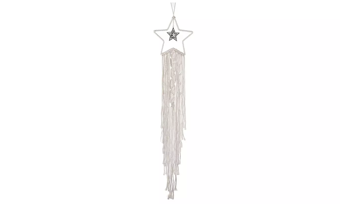 Macrame Star Moon Dream Catcher Boho Wall Hanging Ornament
