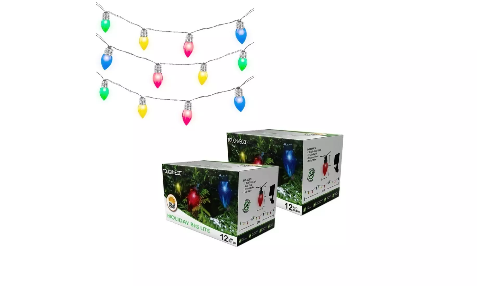 Touch Of ECO Holiday Outdoor Solar Multi-Colored LED Christmas String Lights