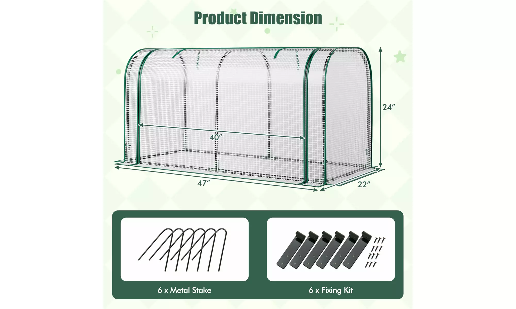 Costway Portable 47 Inch Mini Greenhouse Outdoor Indoor Tunnel Greenhouse