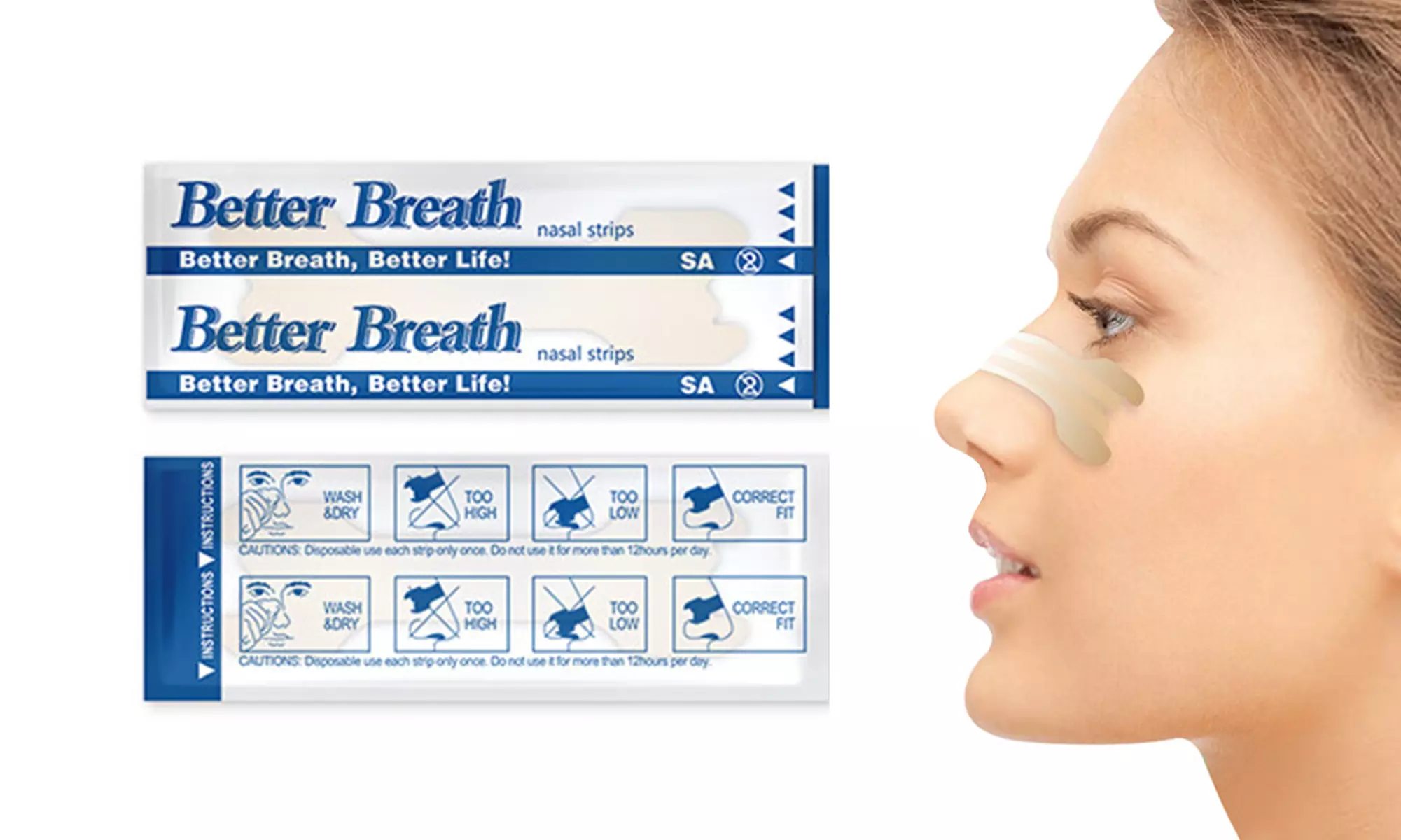 Nasal Strips Stops Snoring and Nasal Congestion Relief for Sleep Breathe Better - Primary Image