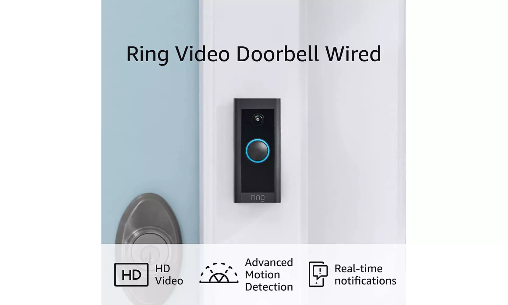 Ring Video Doorbell Wired 1080p HD Camera Black - Second Medium