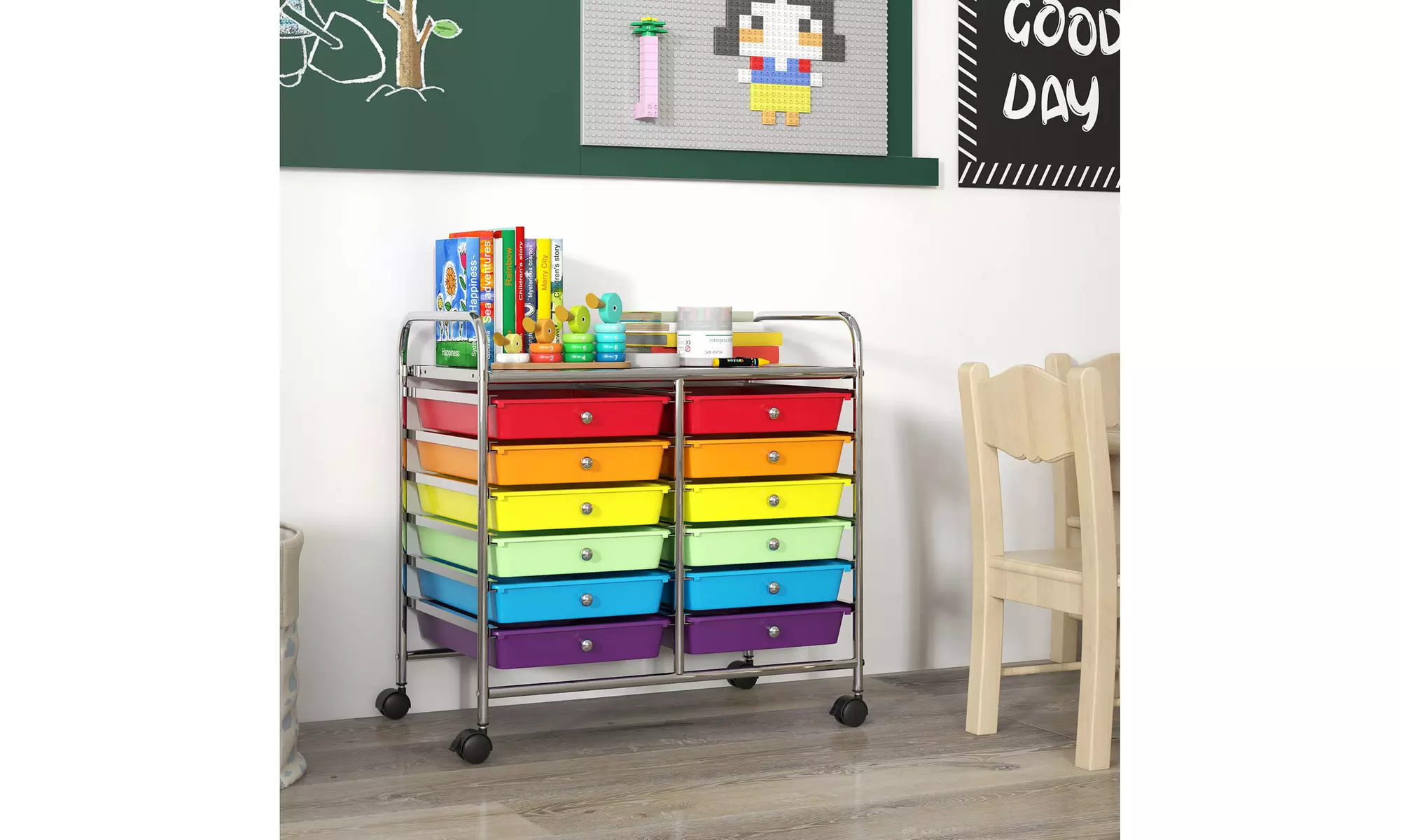 Costway 12 Drawers Rolling Cart Storage Scrapbook Paper Studio Organizer Bins