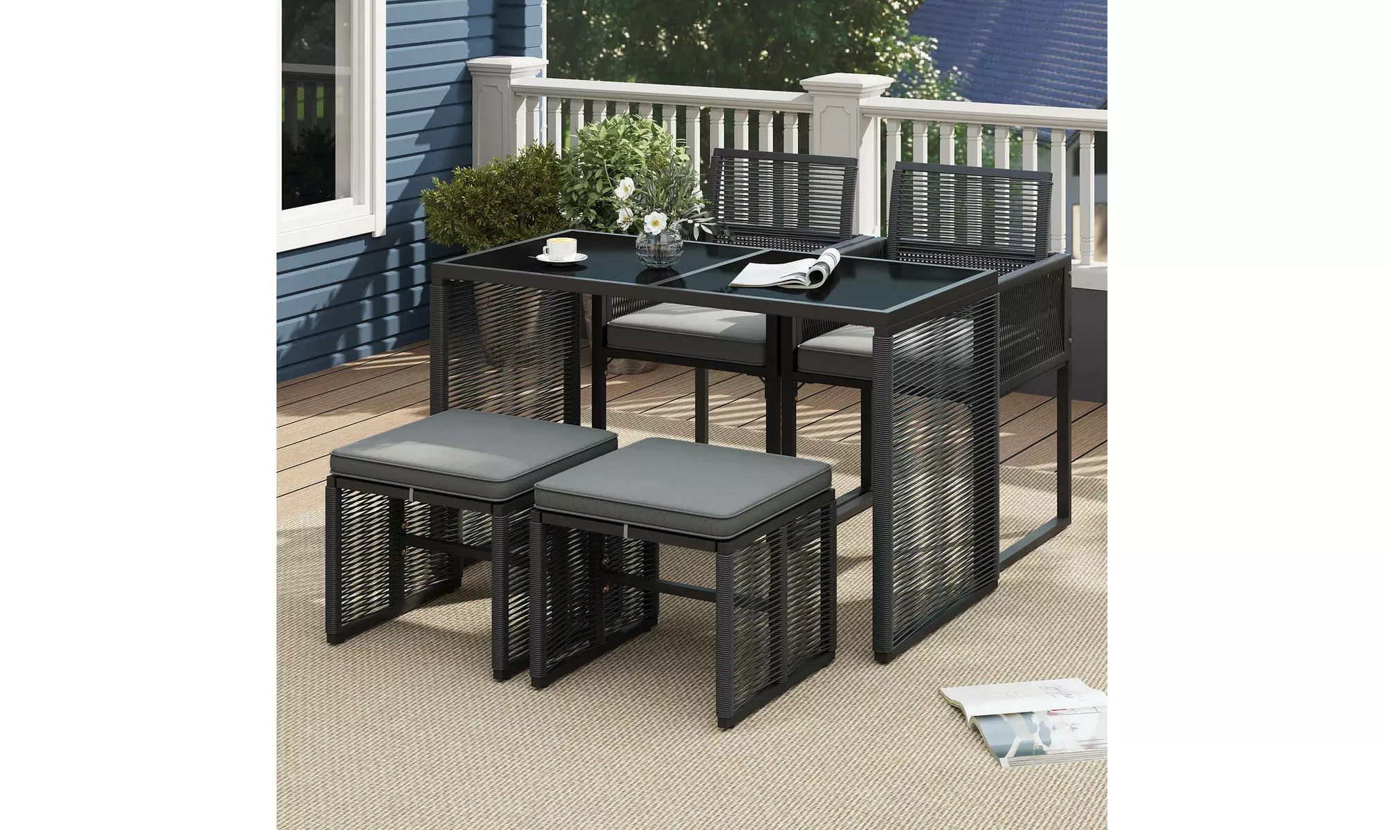 Costway Five-Piece Rattan-Effect Outdoor Dining Set