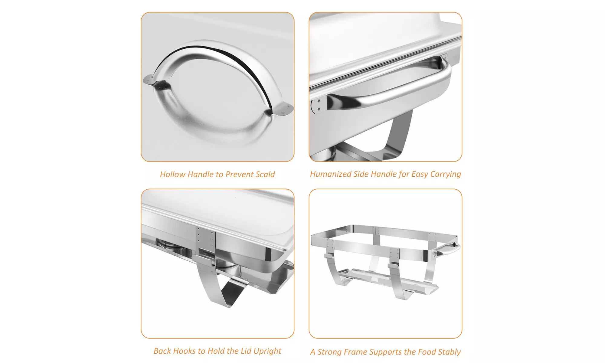 Costway 2 set Full Size Chafing Dish 9 Quart Stainless Steel Rectangular Buffet - Second Medium