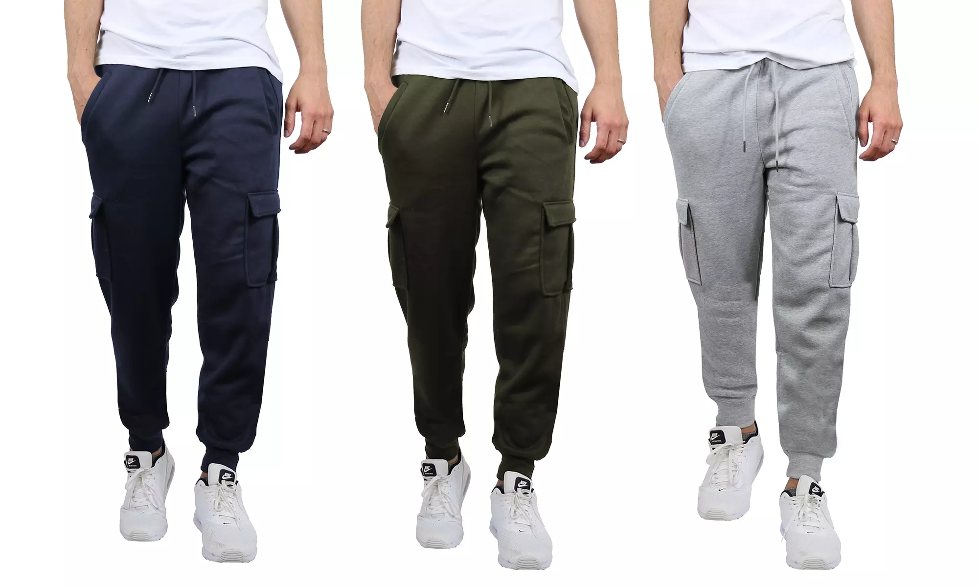 3-Pack Men's Fleece-Lined Cargo Jogger Sweatpants (Sizes, S-3XL)