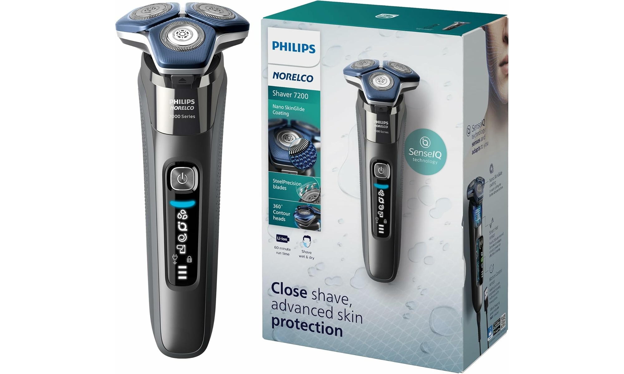 Philips Norelco Rechargeable Wet and Dry Electric Shaver 7200
