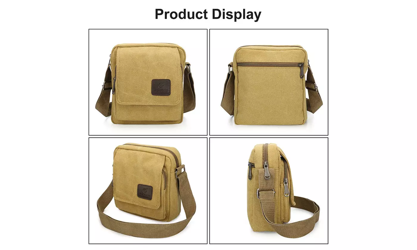 Mens Vintage Canvas Crossbody Bag School Satchel Messenger Shoulder Bag