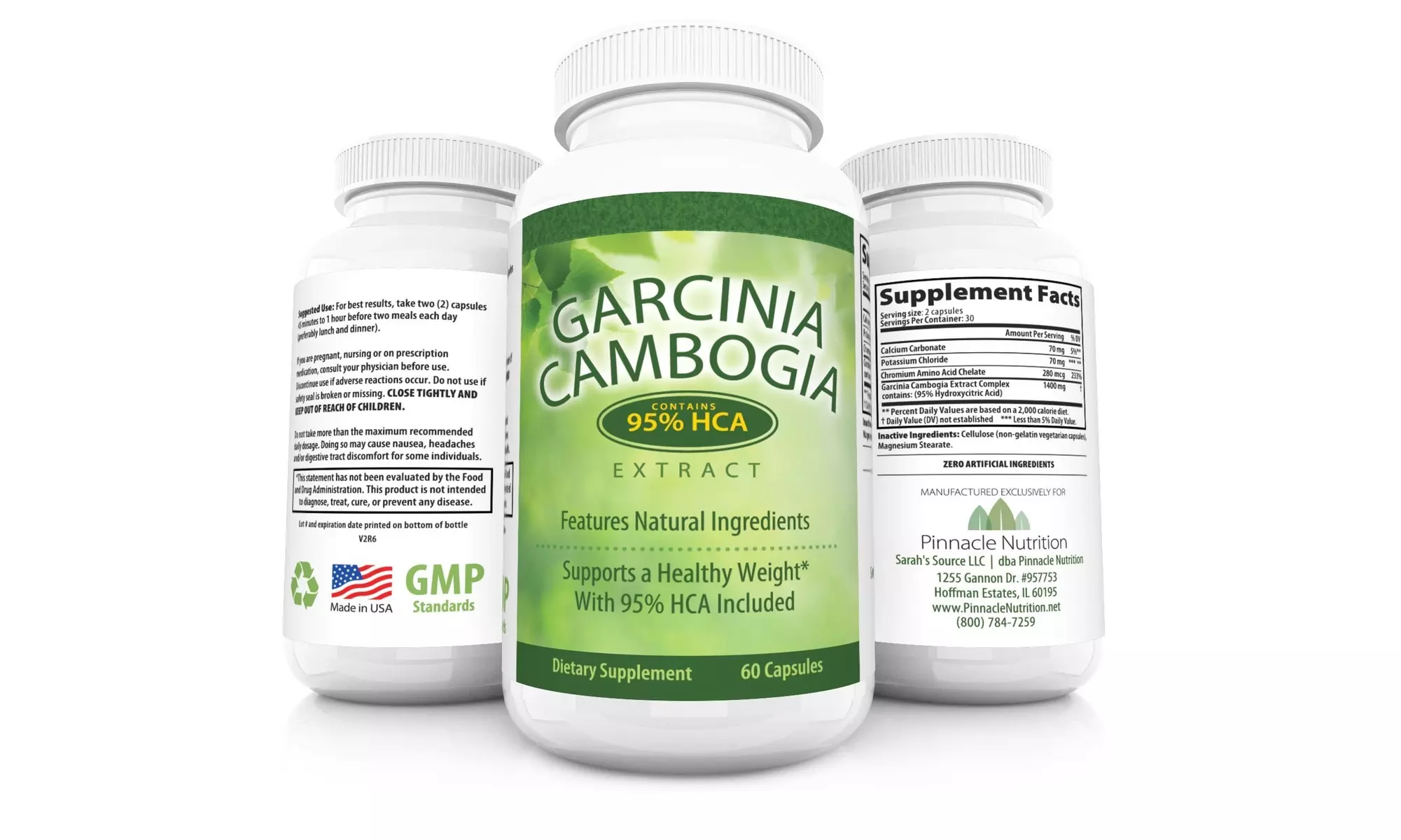 Pinnacle Nutrition 95% HCA Garcinia Cambogia Pure Extract 60 Ct - Primary Image