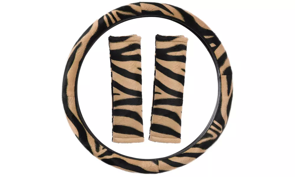 Zebra Print Steering Wheel Cover Universal Fit for Car Truck Van SUV Auto - Primary Image