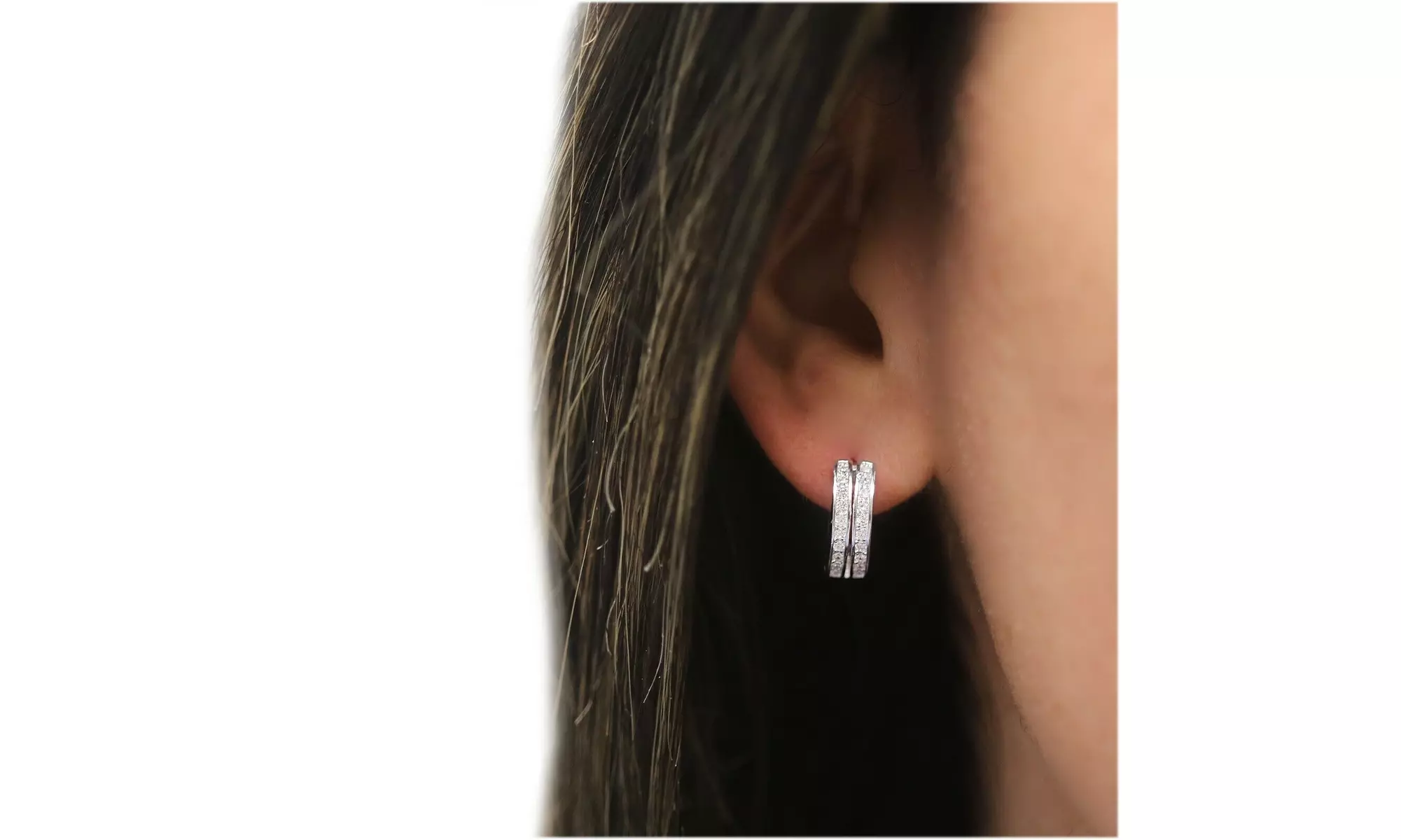925 Sterling Silver Cubic Zirconia Huggie Hoop Earrings 3 Styles