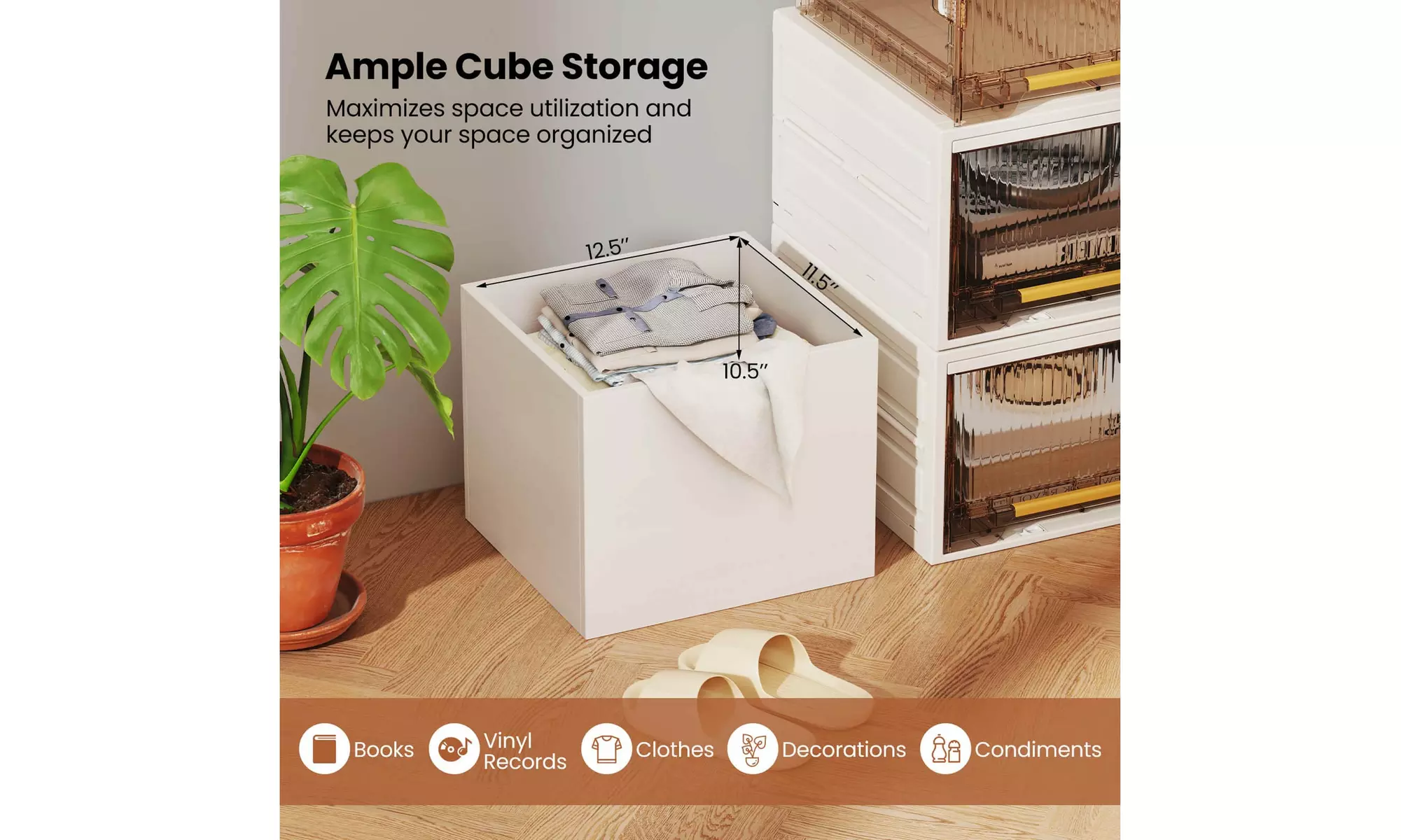 Costway Cube Storage Organizer Stackable Open Book Shelf for Small Space Storage