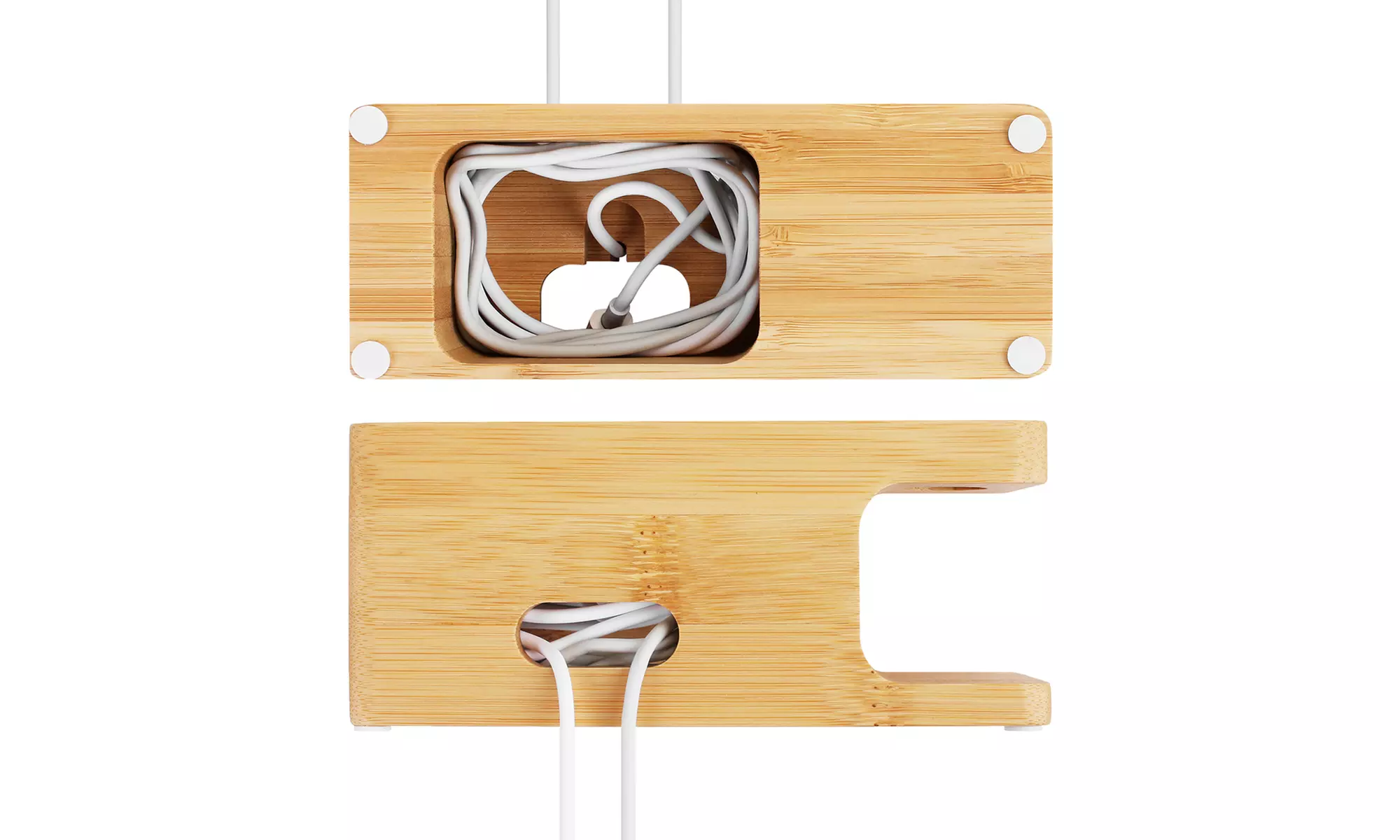 Bamboo Charging Station Dock Stand Holder For Apple Watch/iPhone/Samsung - Second Medium