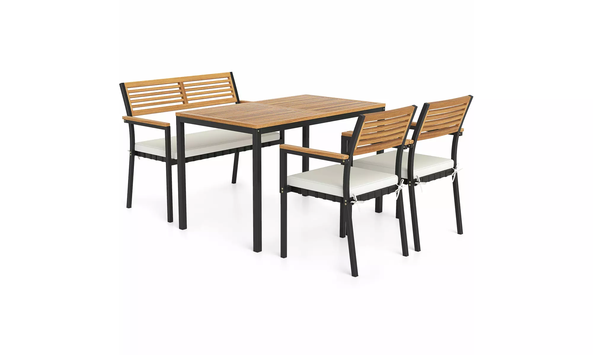 Costway Four-Piece Patio Furniture Set with Acacia Wood & Metal Frame