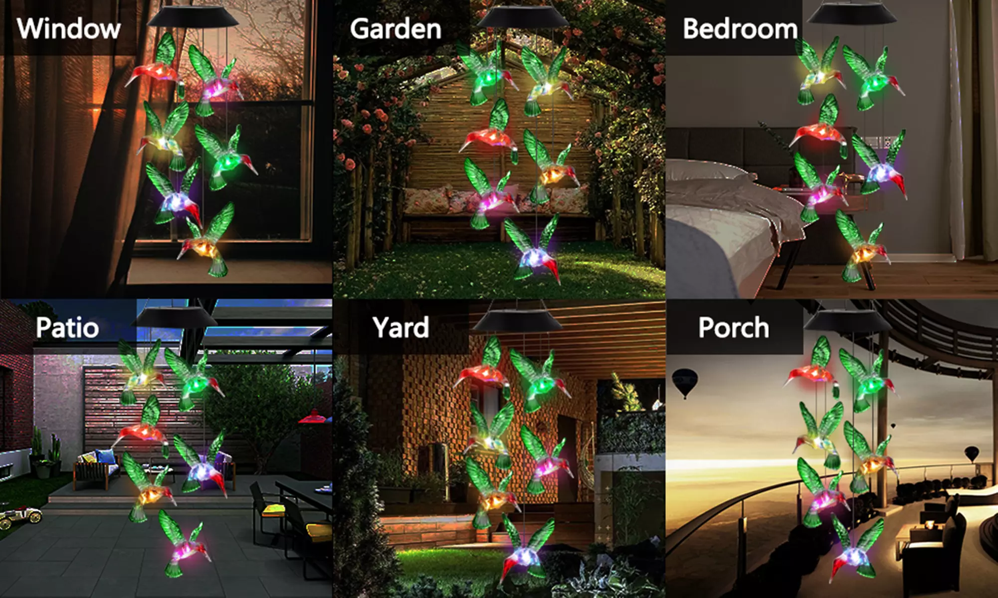 Solar Wind Chimes Changing Colors Garden Decor for Outside Gifts