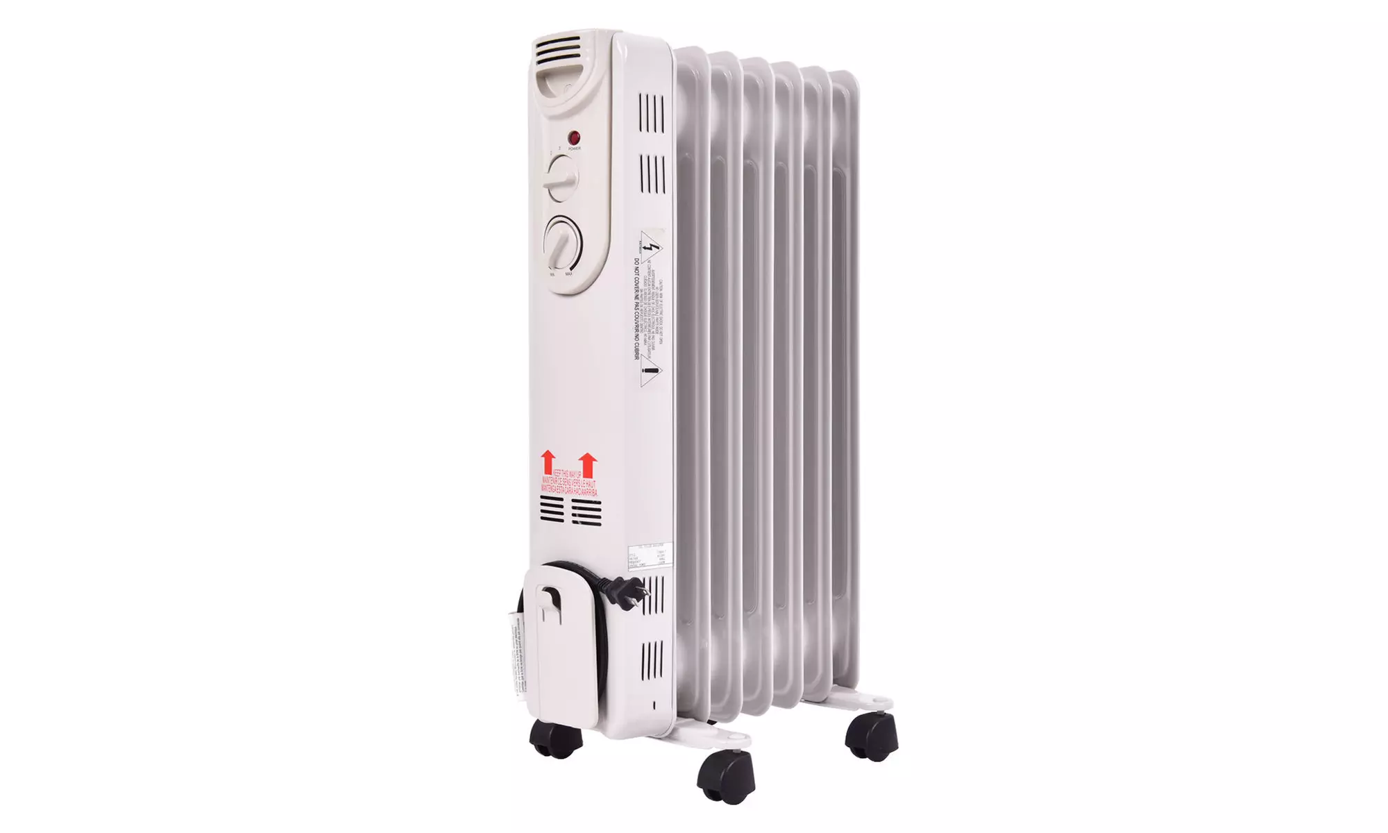 1500W Electric Oil Filled Radiator Space Heater 5-Fin Thermostat Room Radiant - Primary Image