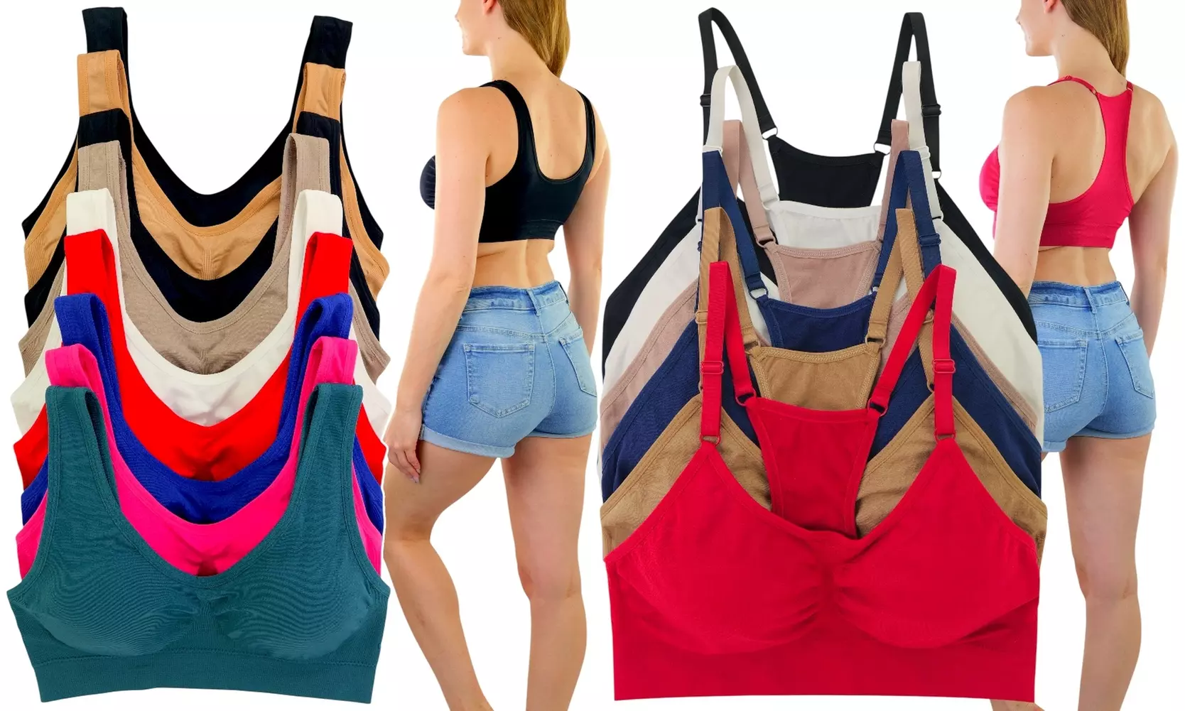 Lounge Love Women's Six-Pack Everyday Wireless Tank or Racerback Bras