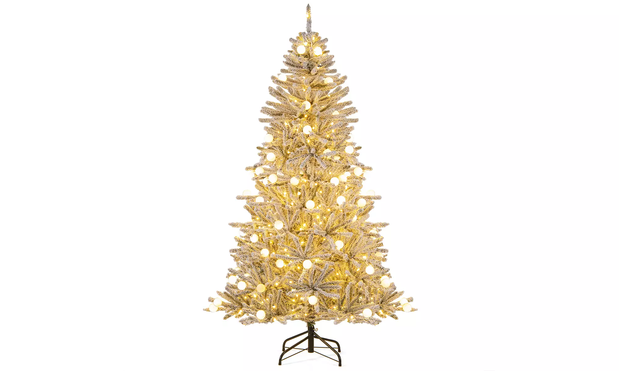 Costway Pre-Lit Artificial Christmas Tree with Branch Tips | Warm White LED Lights | Easy Setup & Home Decor