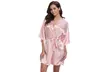 Women Satin Robe Kimono Bridesmaid Pajamas Bride Wedding Party Robes Loungewear - Second Medium