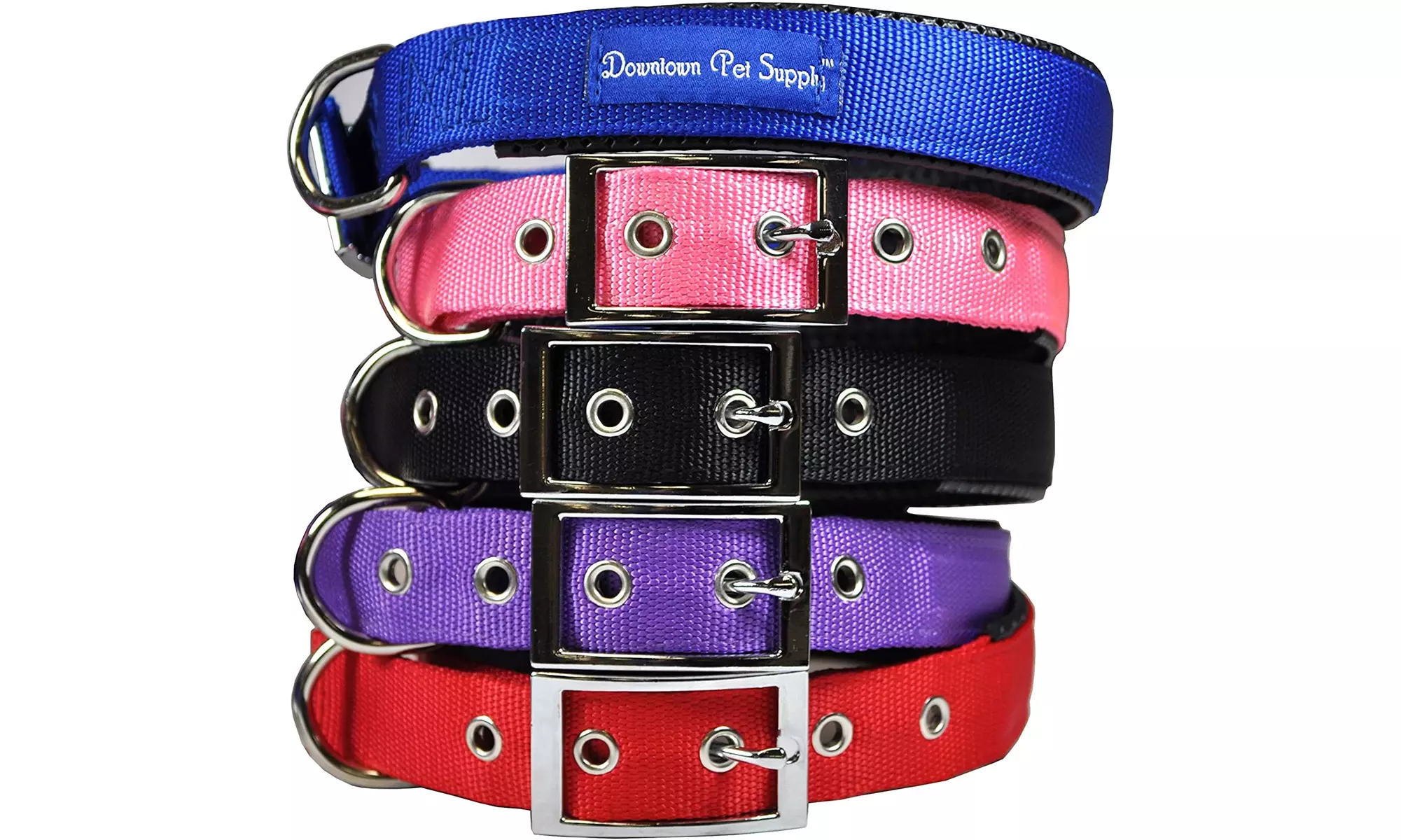 Downtown Pet Supply Adjustable Thick Dog Collar (Blue, Red, Black, Purple, Pink) - Primary Image