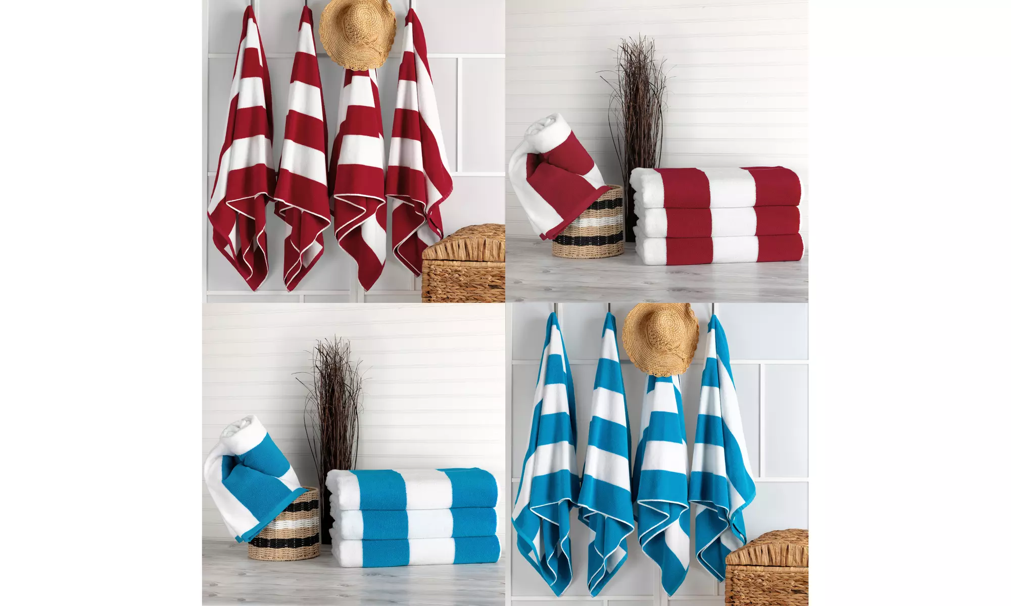 Premium Luxury Ultra Absorbent 100% Cotton Cabana Beach Towel Set (Set of 4)  - Primary Image