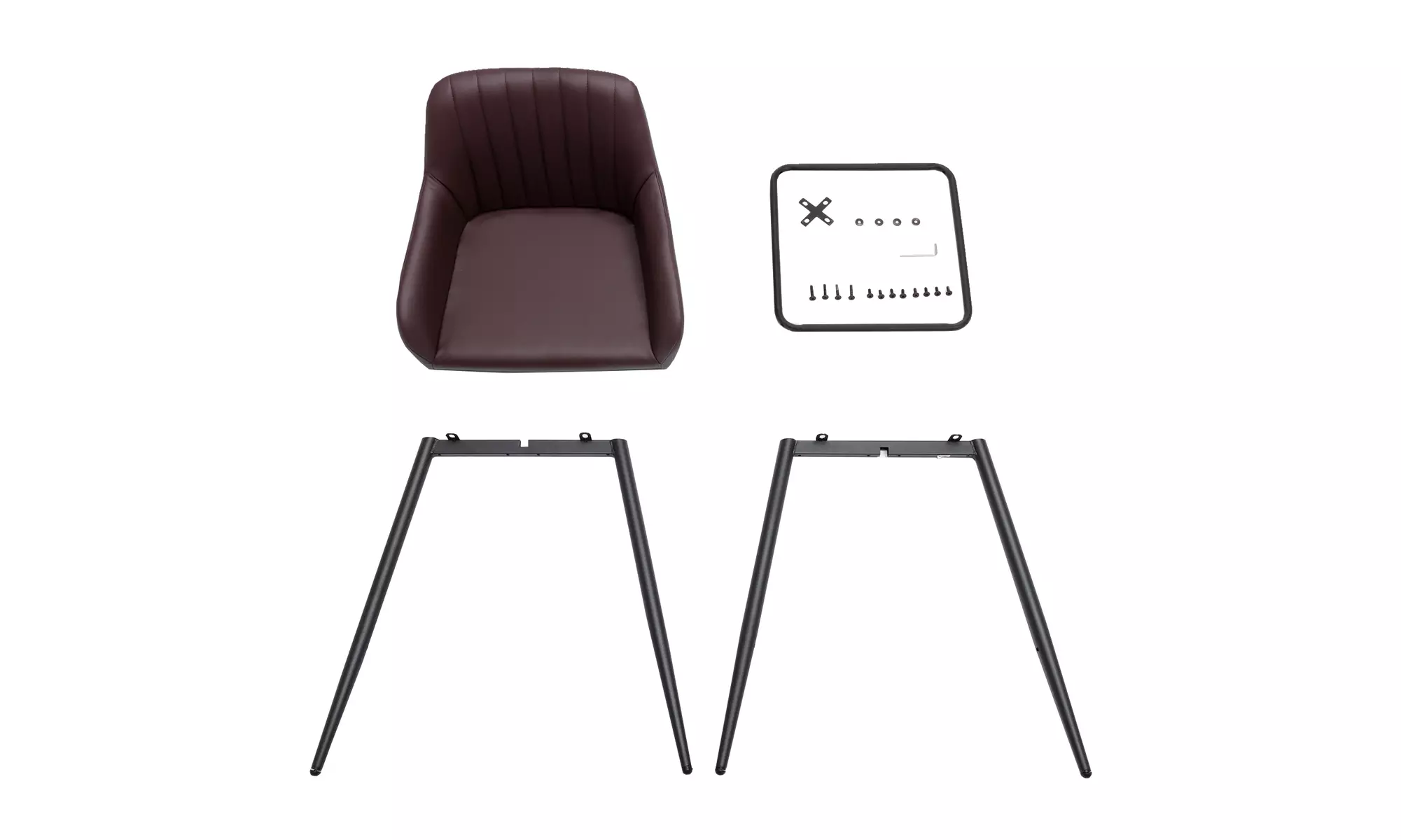 Set of 2 Bar Stools PU Leather Metal Legs Dining Pub Chairs - Second Medium