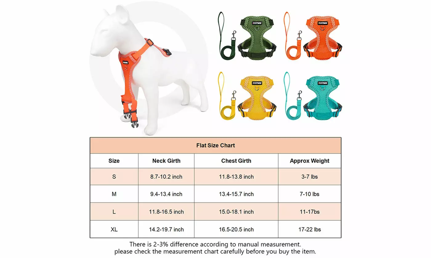 Soft Mesh Dog Harness Leash Set No-Chock Step-in Reflective Vest Harnesses