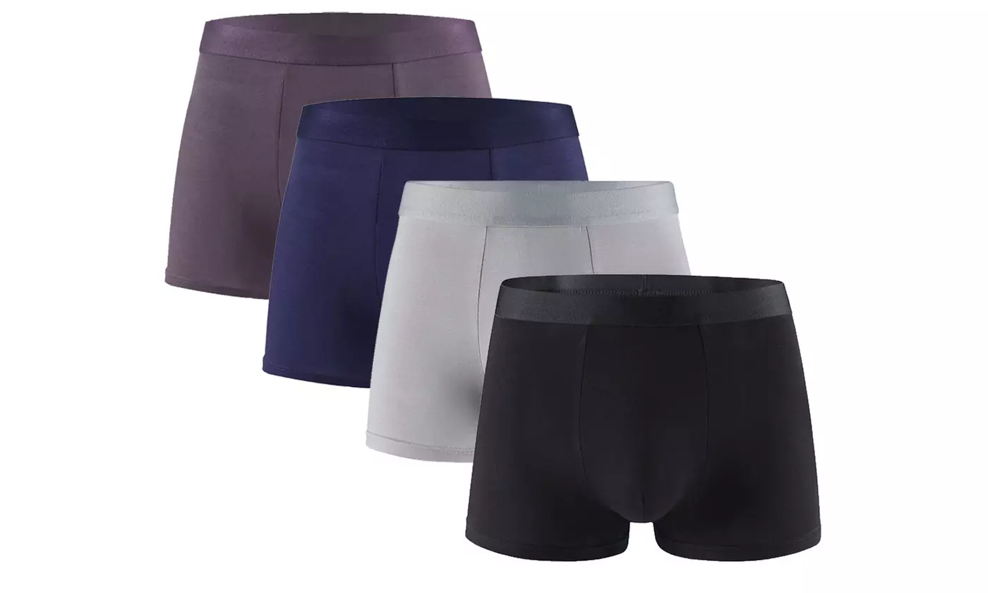 4 Pack Men's Boxer Briefs Breathable 3D Pouch High Elastic Waistband Underwear