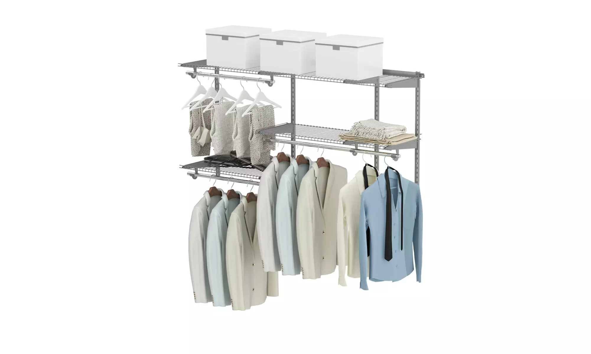 Costway Custom Closet Organizer Kit 3 to 5 FT Wall-mounted Closet System w/Hang  - Primary Image