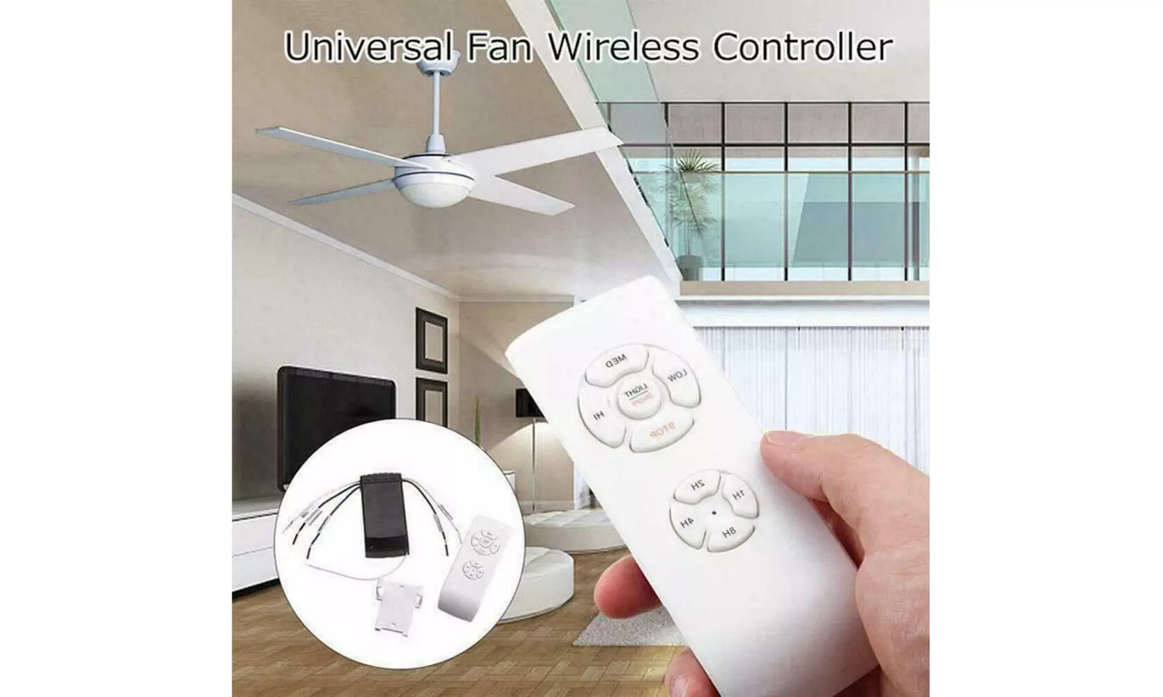 Wireless 15M Timing Remote Control Receiver Universal Ceiling Fan Lamp Light Kit - Primary Image
