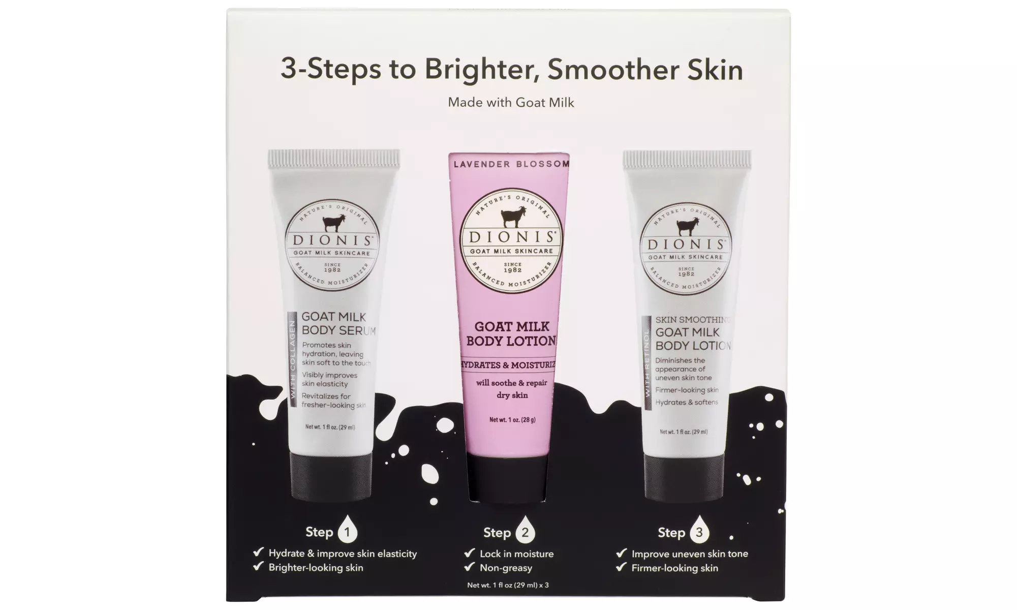 Dionis Goat Milk Skincare 3 Step Goat Milk Treatment Box, Lavender Blossom