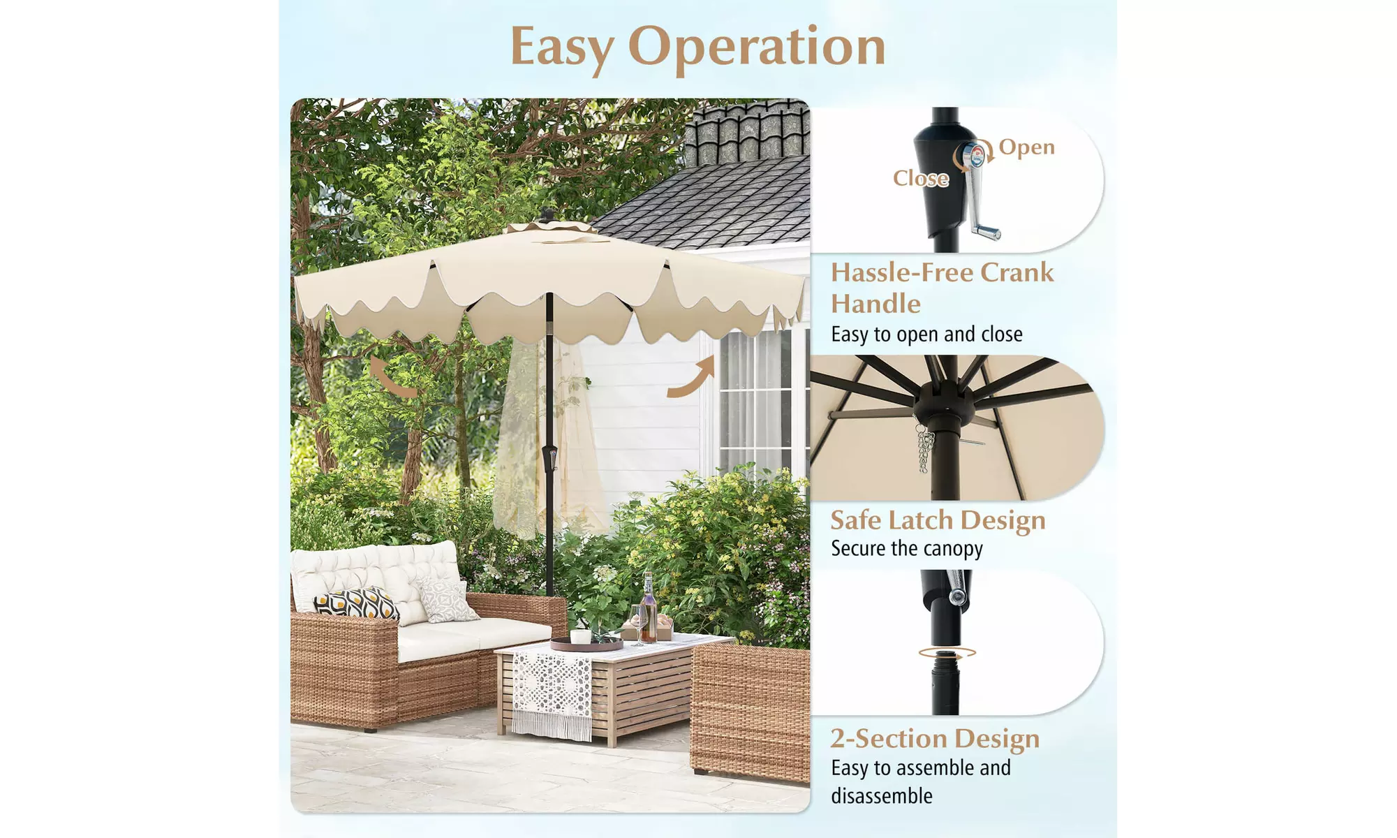 Costway 9 ft Patio Umbrella Two-Tier Market Table Umbrella Sun-Protective Canopy
