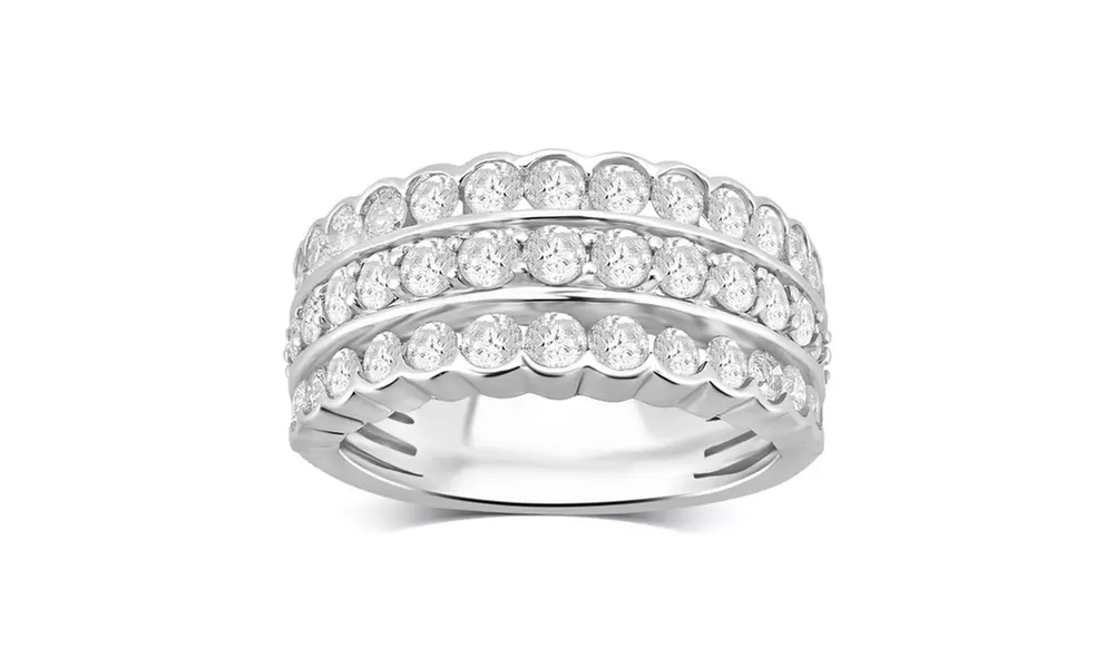 2.00 Cttw 3-Row Diamond Wedding Band in Sterling Silver by DiamondMuse - Primary Image
