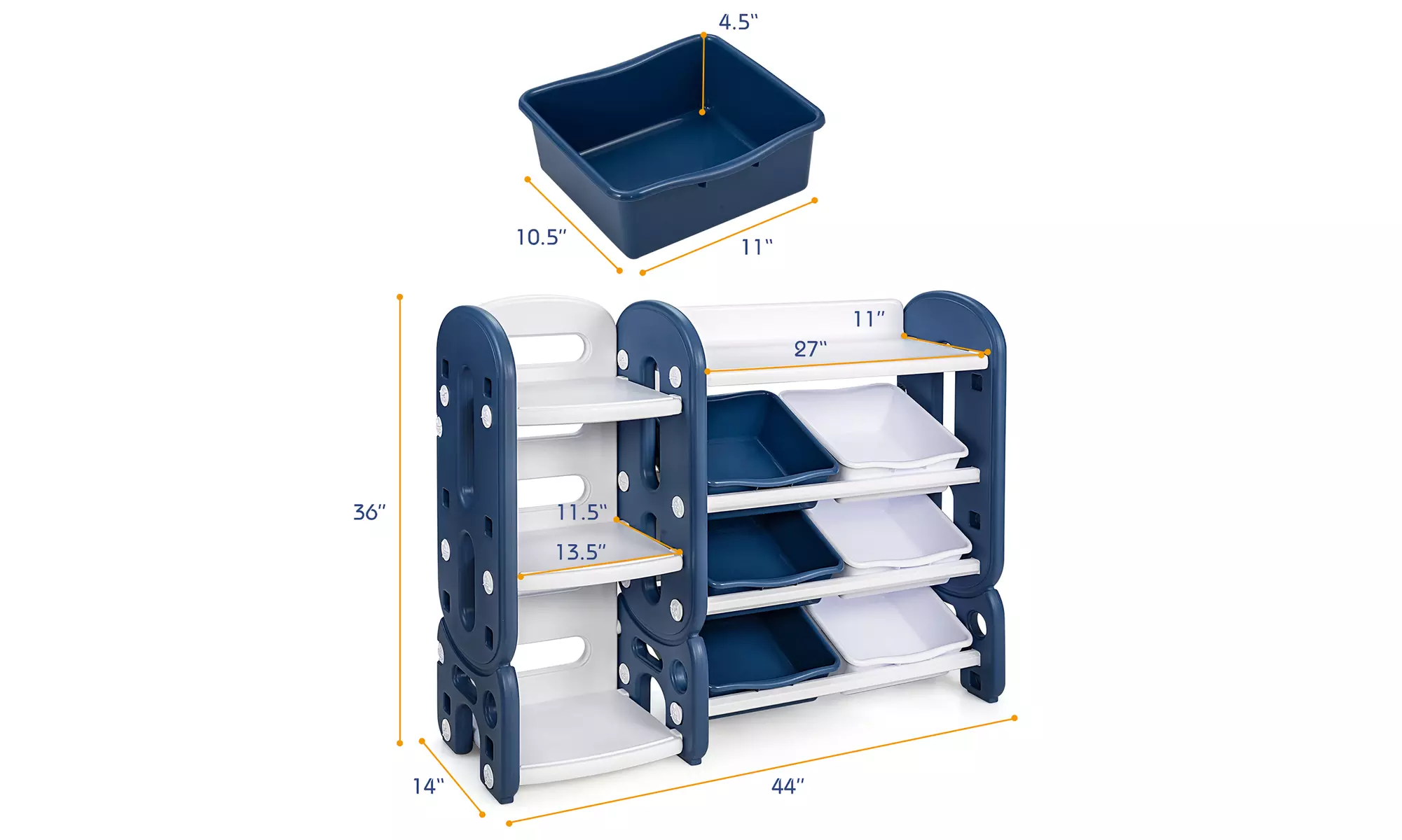 Costway Kids Toy Storage Organizer w/Bins & Multi-Layer Shelf for Playroom