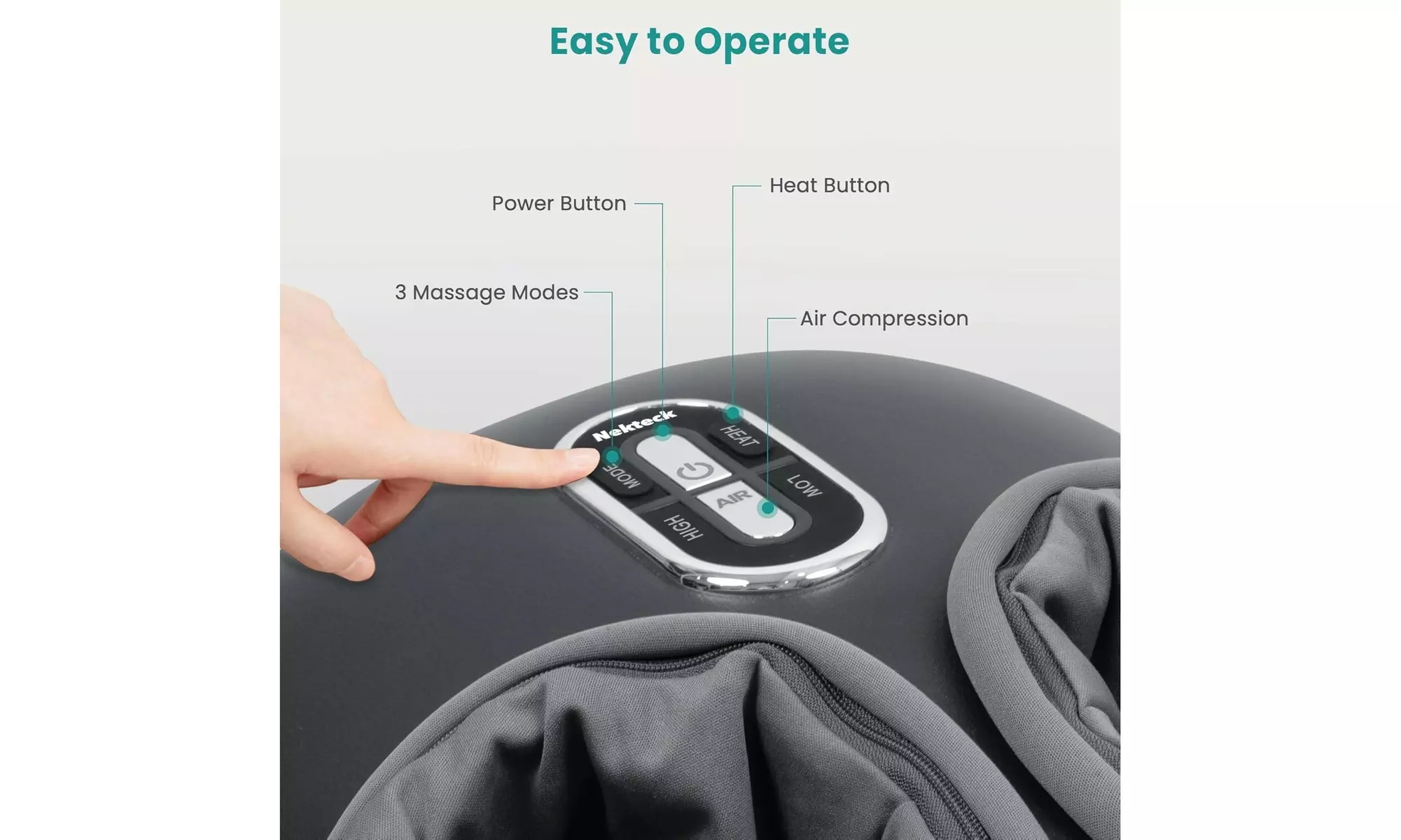 Refurbished Nekteck Shiatsu Foot Massager with Heat and Air Compression Grey