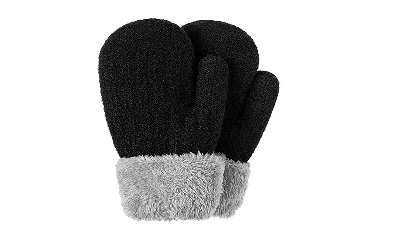 Winter Warm Fleece Lined Thick Thermal Mittens Gloves for Baby Kids