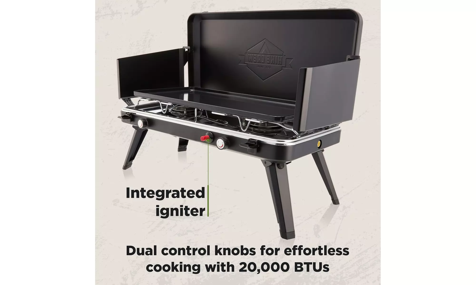 Hike Crew 2-Burner Gas Camping Stove - 20,000 BTU Propane Portable Grill