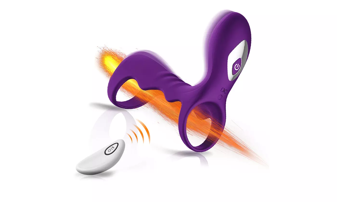 C-Ring Vibrating Couples Toy Lock Fine Ring With Remote Purple - Primary Image