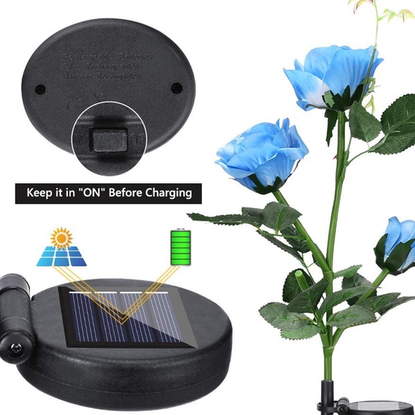 artificial rose solar garden stake lights