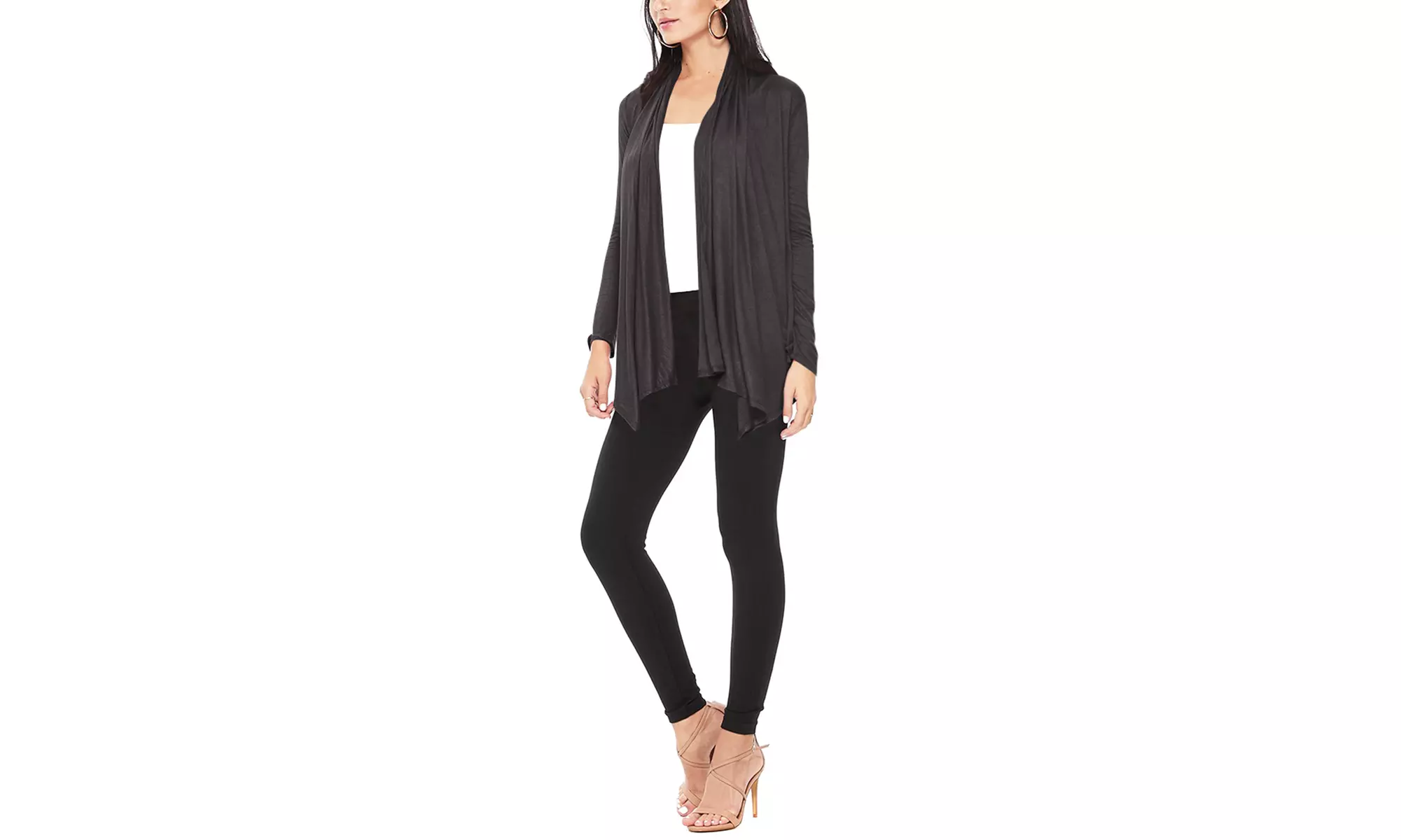 Women's Casual Long Sleeve Open Front Draped Cardigan (Pack of 2)