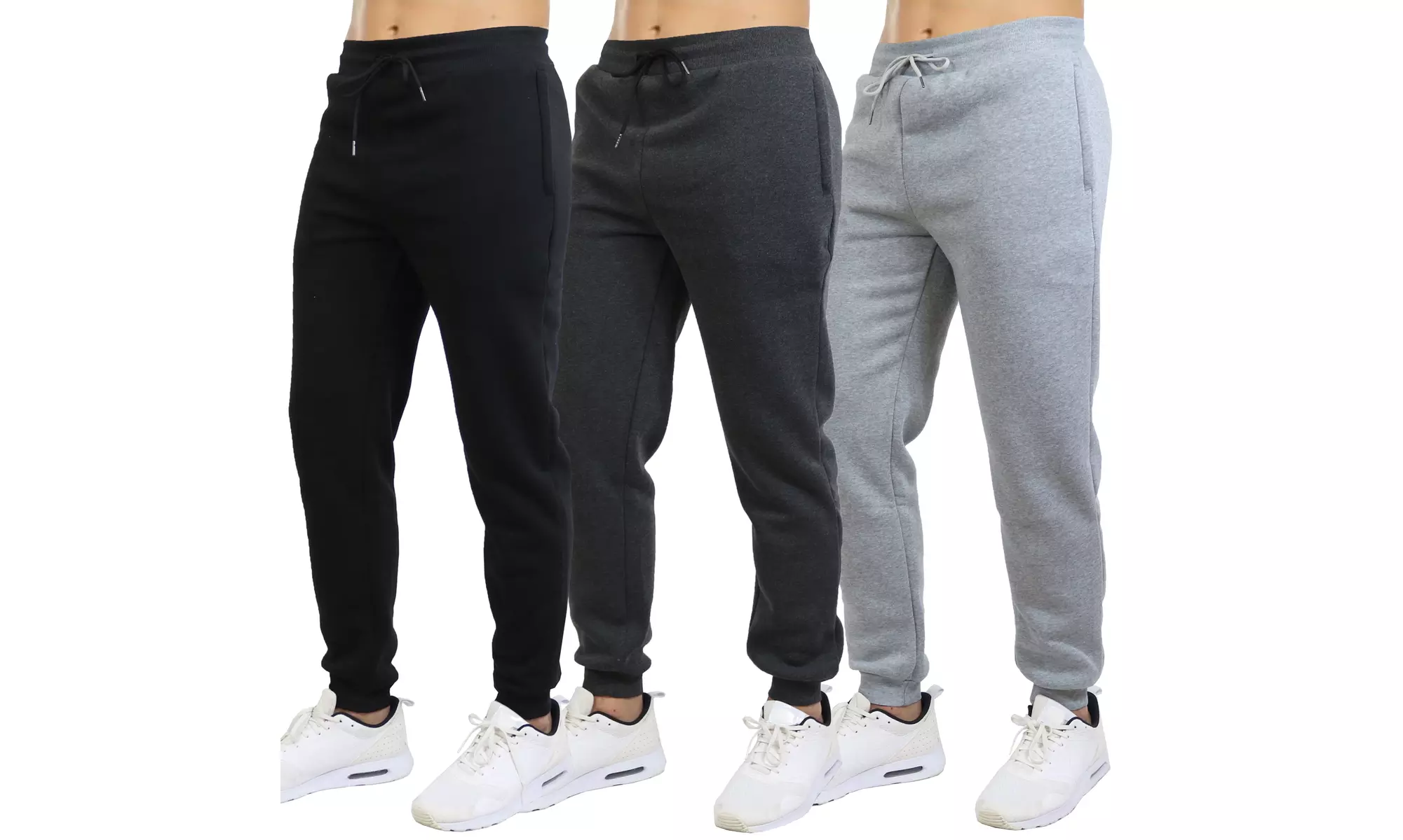 3-Pack Blue Ice Men's Fleece-Lined Jogger Sweatpants with Zipper Pockets