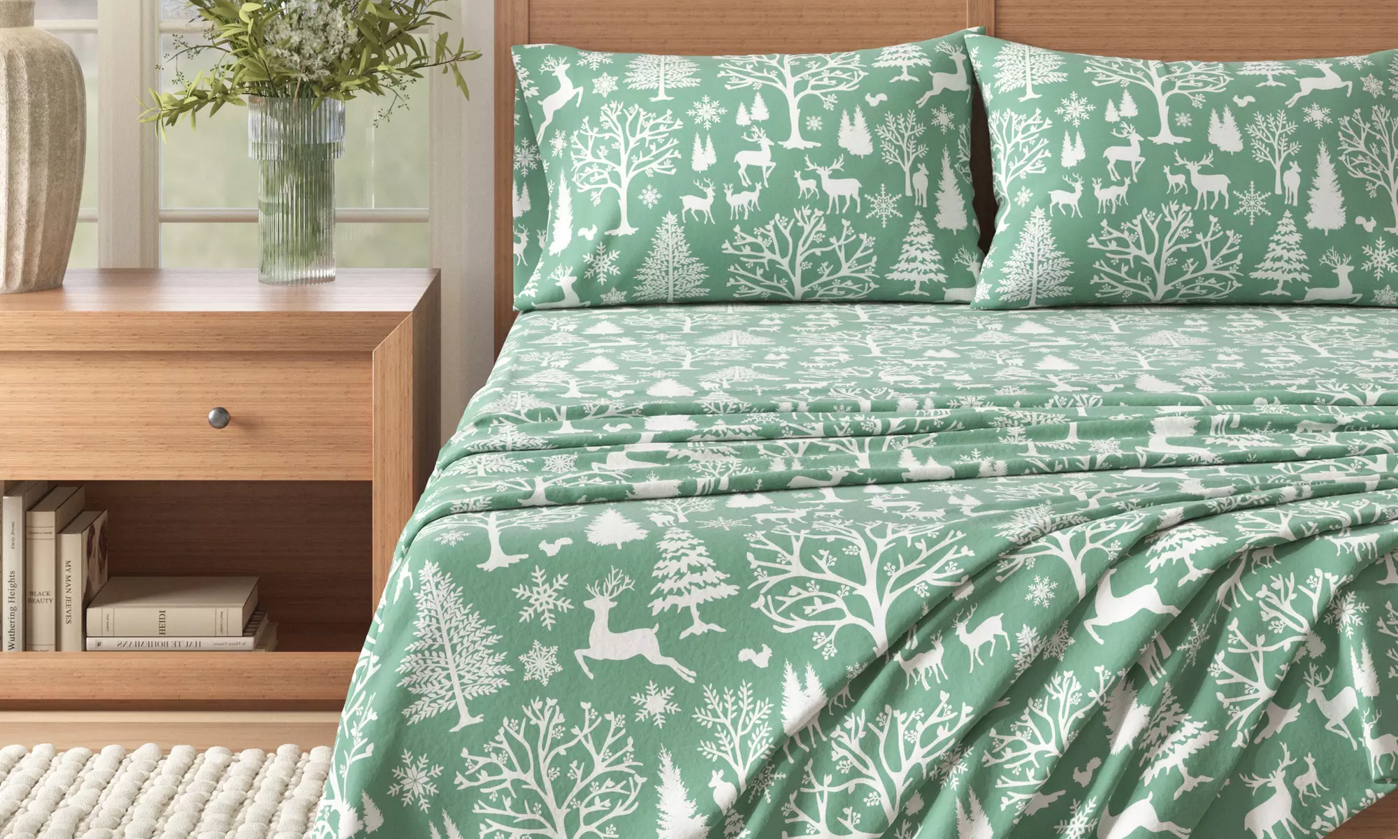 Nature Print Turkish Cotton Flannel Sheet Set