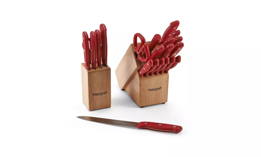 Pfaltzgraff Red 17 Piece Cutlery Set Plus 6 Piece Prep Set - Primary Image