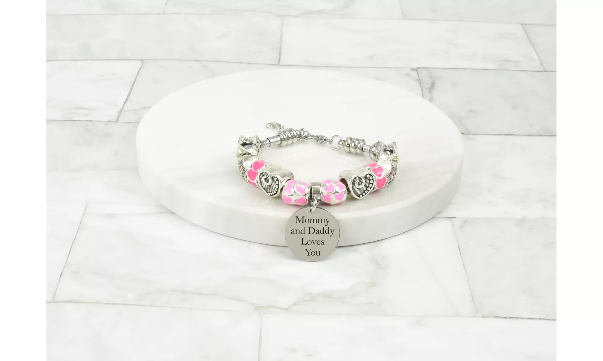 Kids Inspirational Pink Charmed Adjustable Bracelet By Pink Box - Primary Image