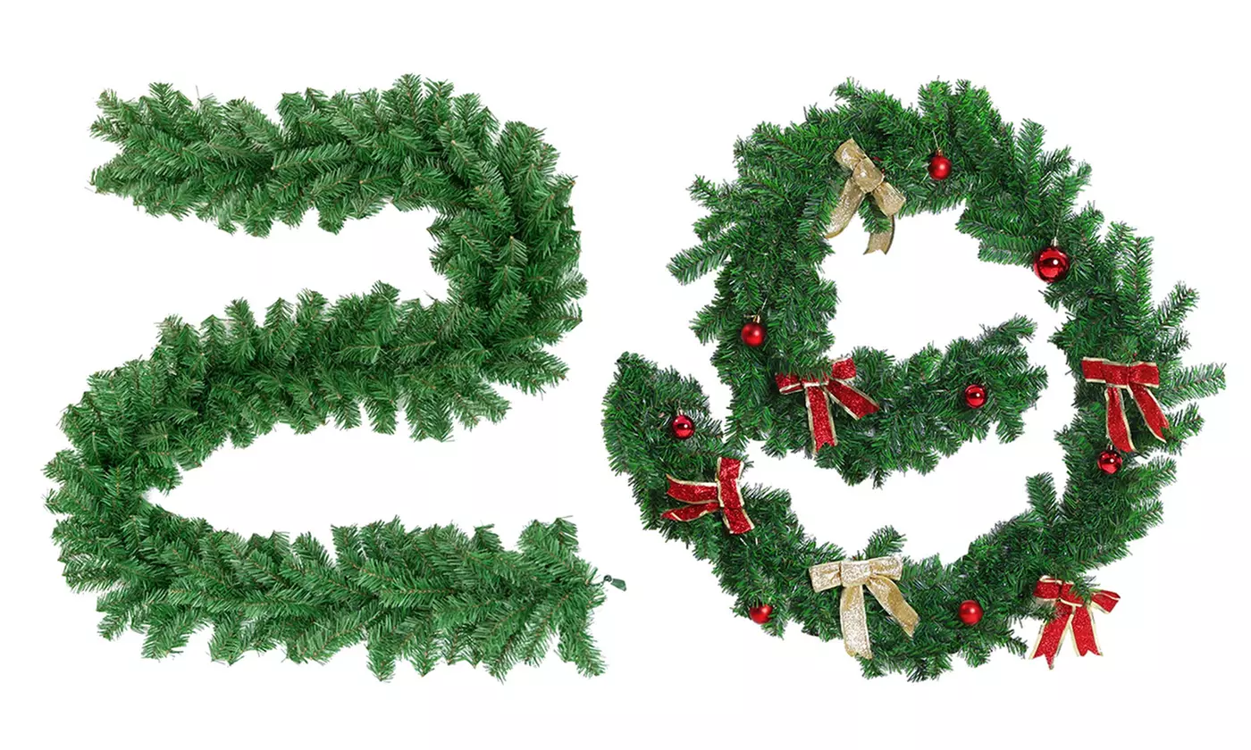 9ft Christmas Green Pine Tree Rattan Garland Wreath Door Wall Xmas Ornament
