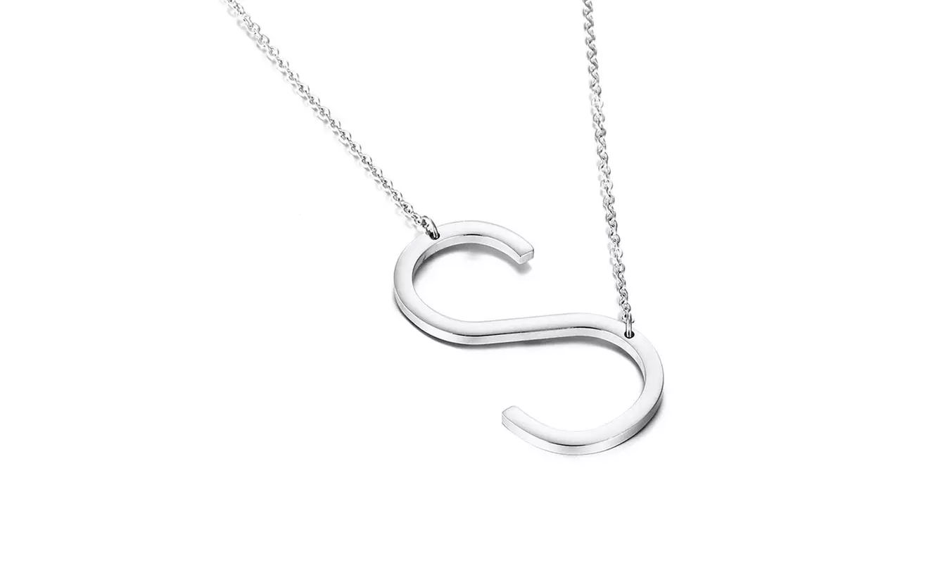 LESIES Big Letter Necklace Stainless Steel Initial Pendant