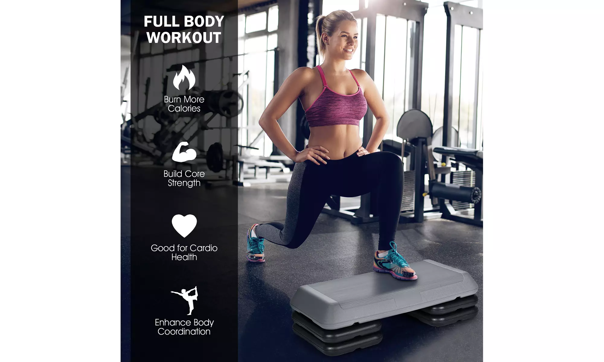 Costway 29'' Adjustable Workout Fitness Aerobic Stepper Exercise Platform Riser